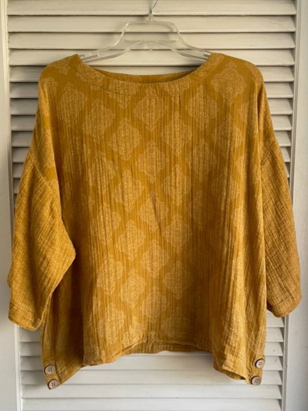 J. Jill Pure Jill Golden Medallion Cotton Top Small WTP239231 203603 Side Button